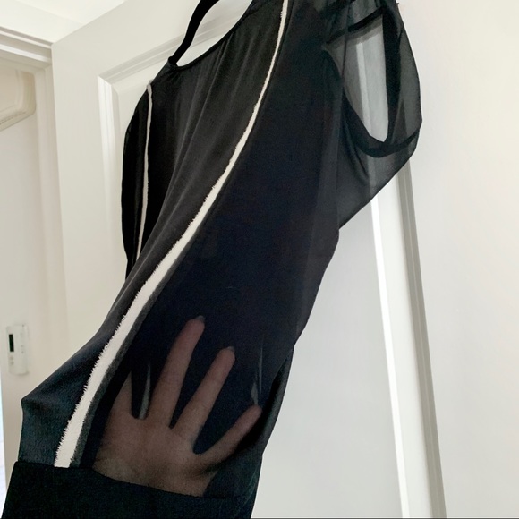 BCBG MAXAZRIA RUNWAY Black Silk Mesh Panel Dress - Picture 3 of 6